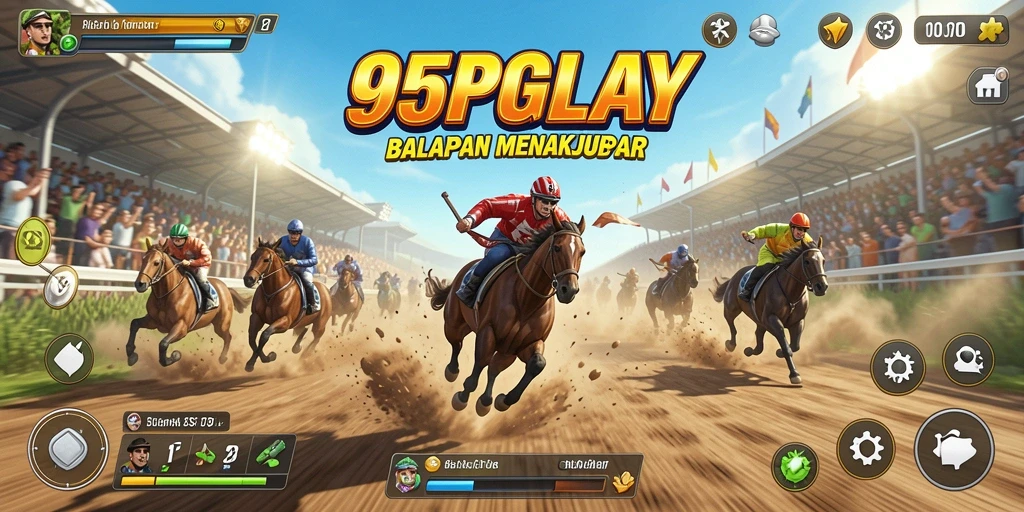 Screenshot gameplay balapan menampilkan aksi mendebarkan dari 95PGPLAY.