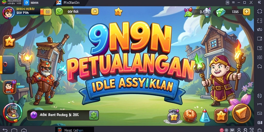 Tampilan gameplay <strong>9N9N</strong> dengan karakter yang berkembang otomatis dan tantangan menarik.