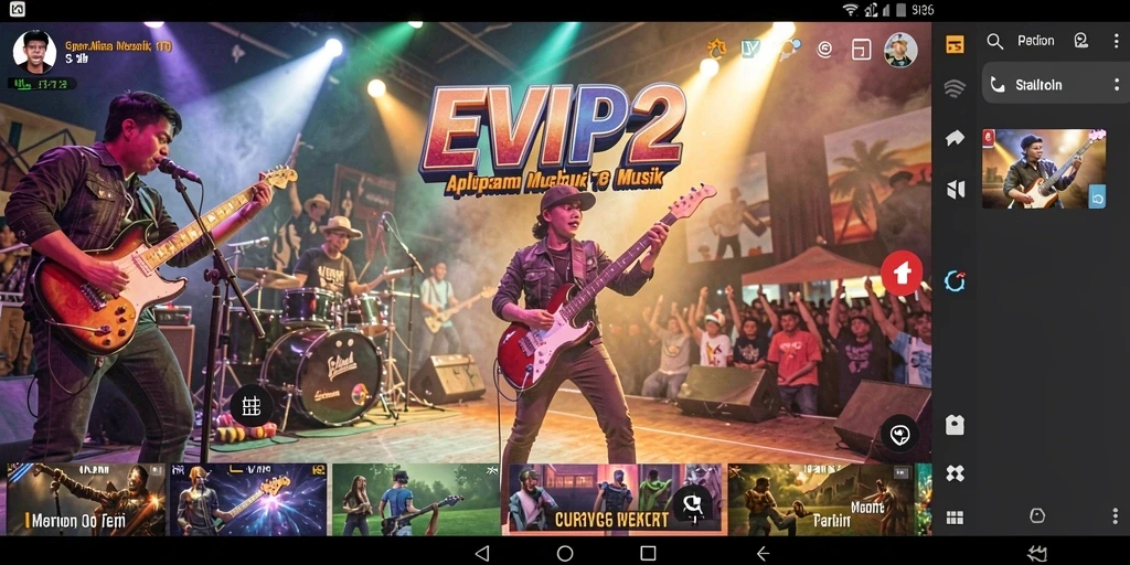 Tampilan screenshot utama EVIP2 saat menikmati lagu-lagu favorit.