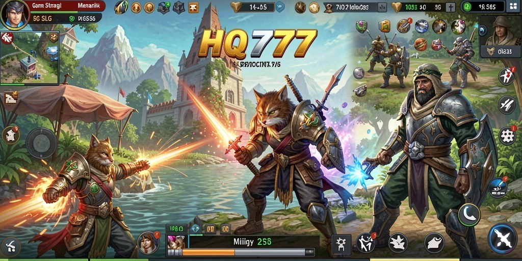 Screenshot gameplay epic dari HQ777 dengan strategi tempur SLG.