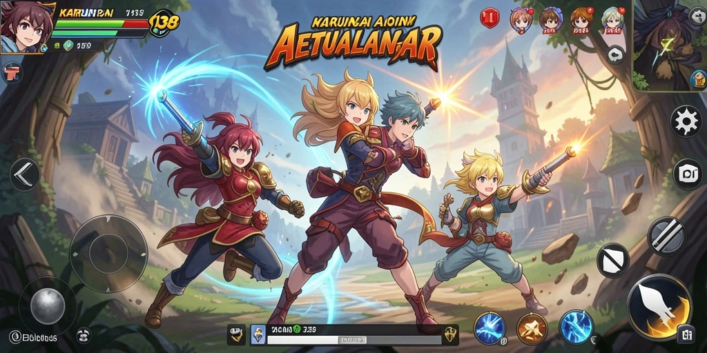 Screenshot utama KARUN138 dengan karakter anime yang beraksi dalam pertarungan.