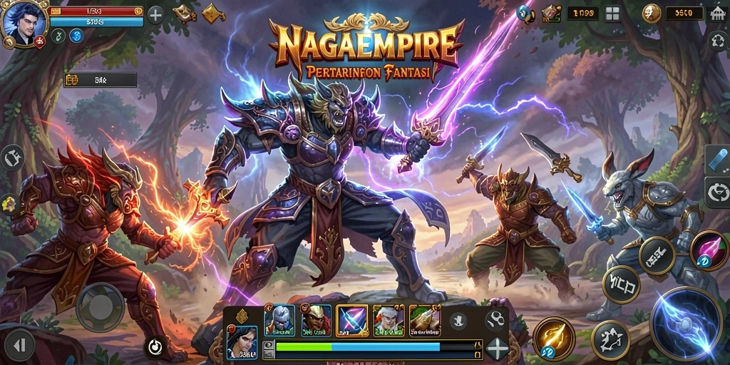 Tangkapan layar menunjukkan aksi pertarungan mendebarkan di NAGAEMPIRE.