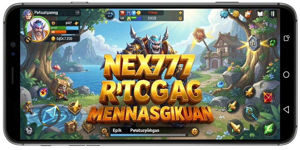 Screenshot utama NEX777 menampilkan aksi seru dalam petualangan RPG.