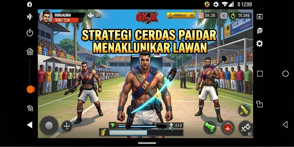 Tangkapan layar permainan OKJK dengan aksi strategi yang mendebarkan.