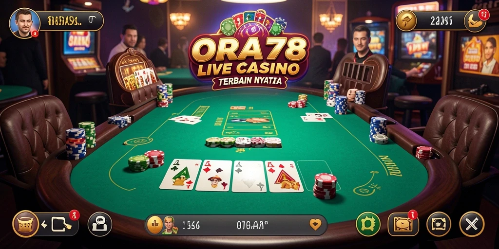 Screenshot gameplay ORA78 menunjukkan dealer yang berinteraksi dengan pemain secara langsung.