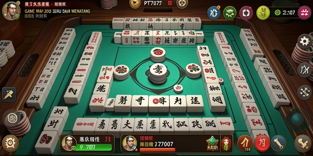Tampilan gameplay PT707 dengan ubin mahjong yang menarik.