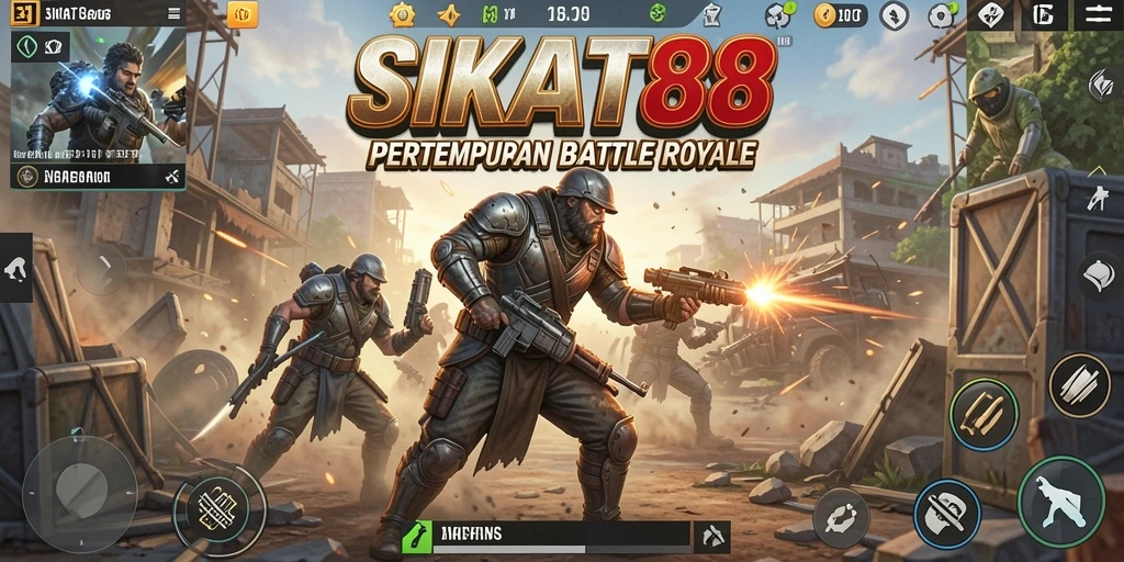 Gameplay seru dalam SIKAT88 dengan pertarungan intens Battle Royale.