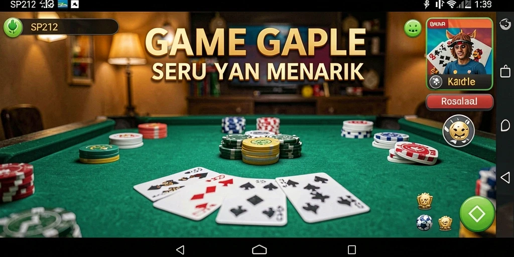 Screenshot gameplay SP212 yang menunjukkan serunya bermain Gaple.