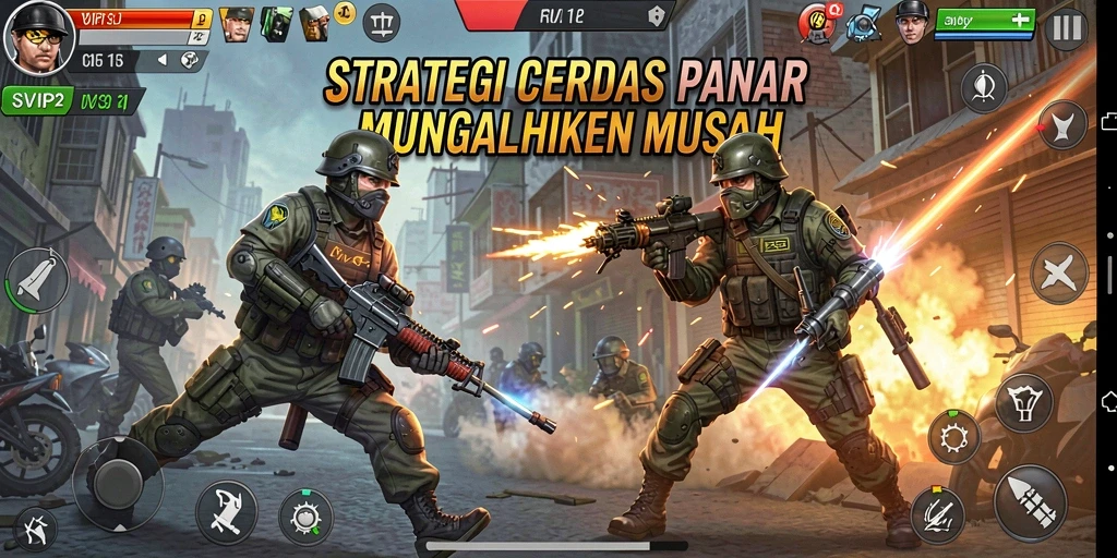 Screenshot gameplay SVIP2 menampilkan pertempuran strategi yang mendebarkan.